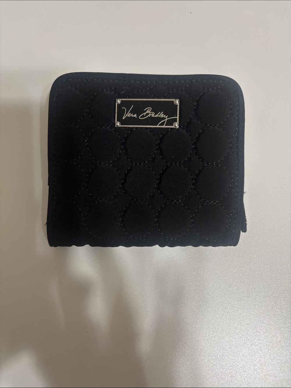 Vera Bradley Quilted Circle Zip Wallet in Black